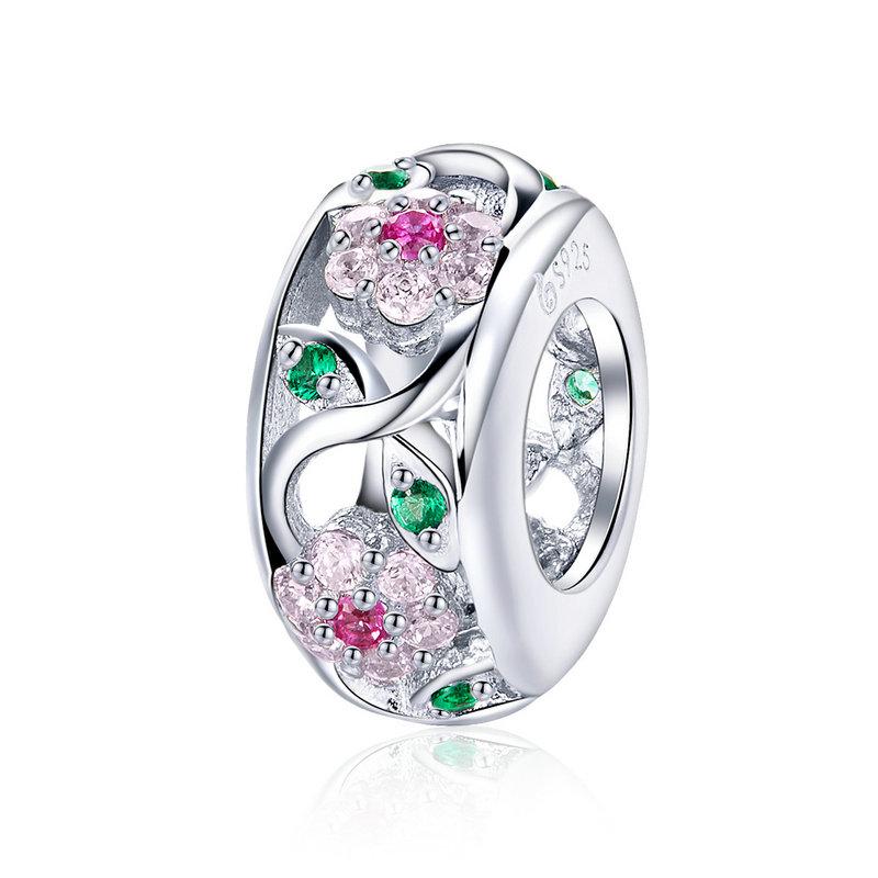 Pink CZ Openwork Floral Garden Spacer