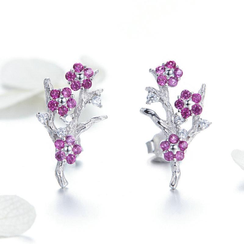 Pink Blossoming Flower Earrings