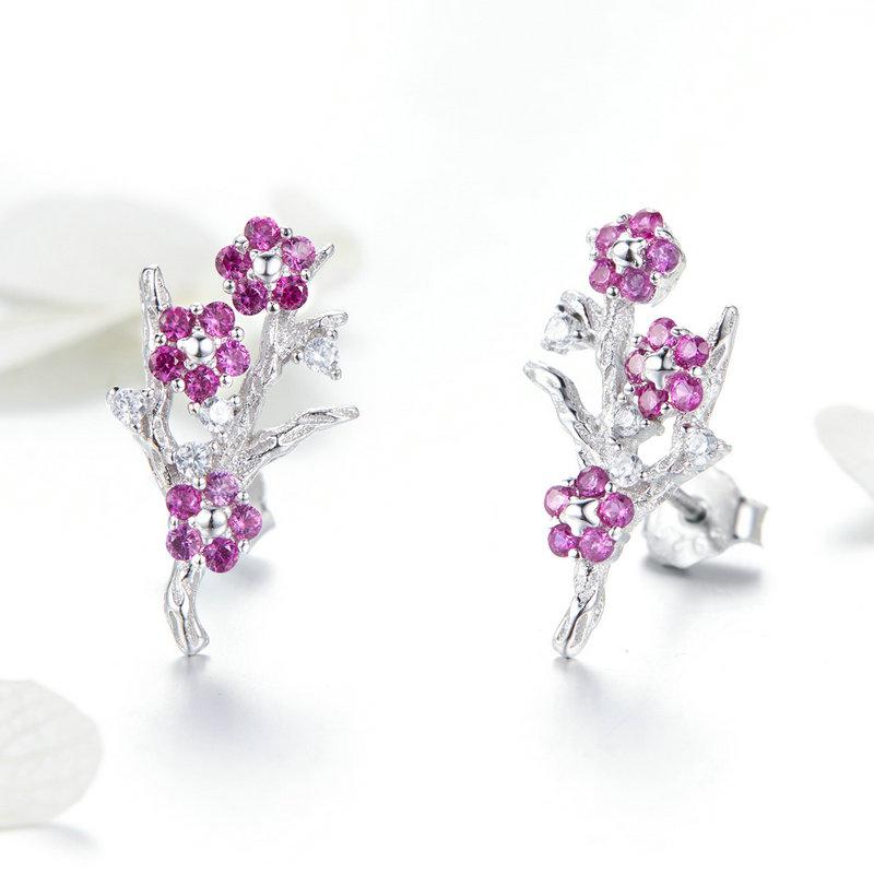 Pink Blossoming Flower Earrings
