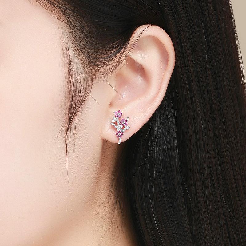 Pink Blossoming Flower Earrings