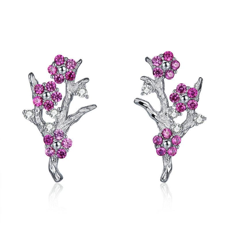 Pink Blossoming Flower Earrings