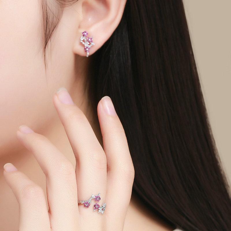 Blooming Plum Flower Adjustable Ring