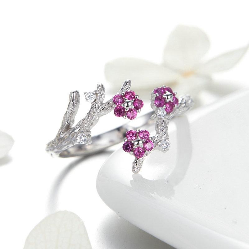 Blooming Plum Flower Adjustable Ring