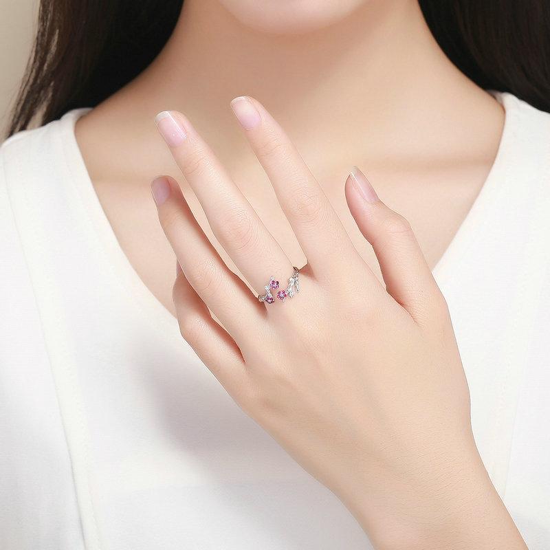 Blooming Plum Flower Adjustable Ring