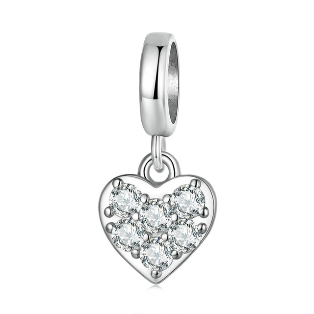Small Cz Heart Dangle Charm