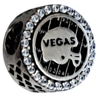 Las Vegas Silver Nation Black Enamel CZ Bead Charm