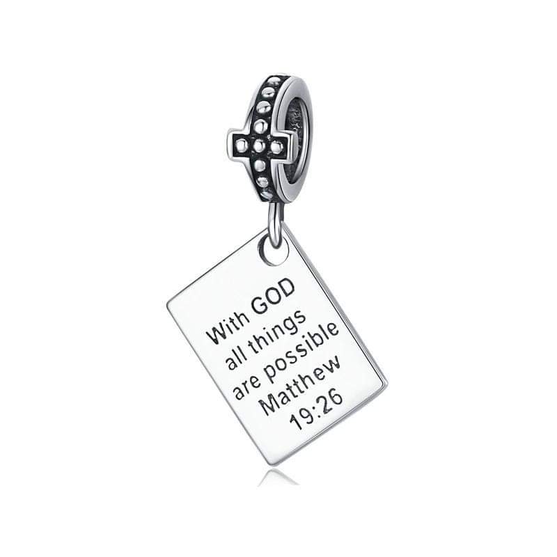 "With God All Things Are Possible" Bible Verse Dangle Charm
