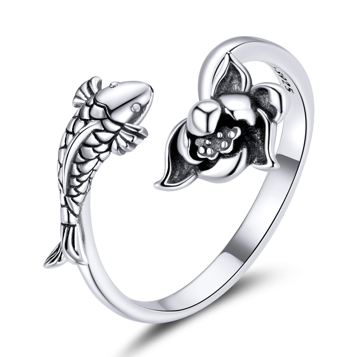 Koi And Lotus Adjustable Ring