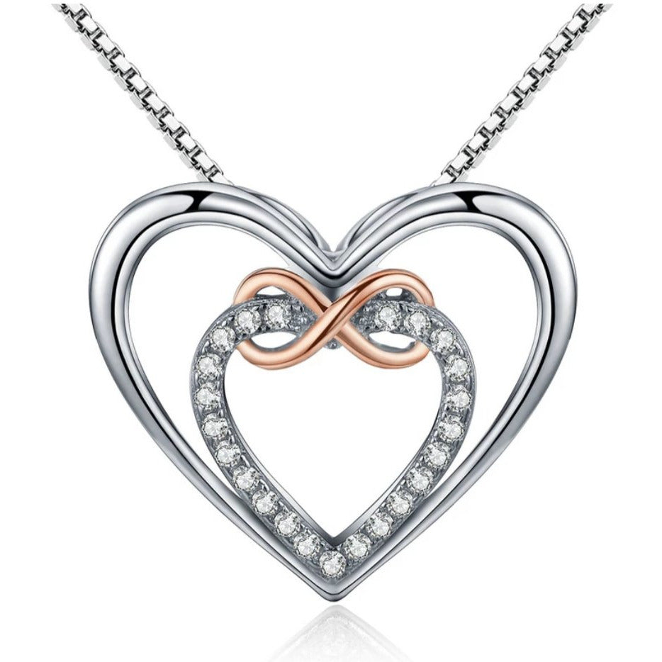 Double Heart Infinity Necklace