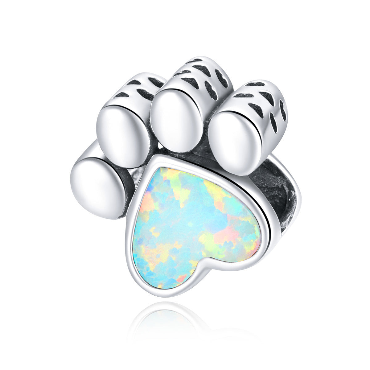 Paw Print Opal Stone Bead Charm