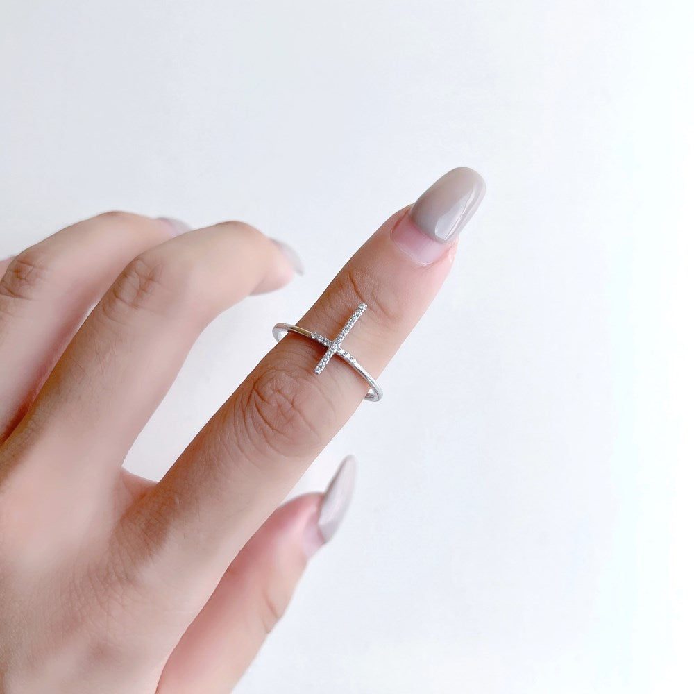 Clear CZ Cross Ring