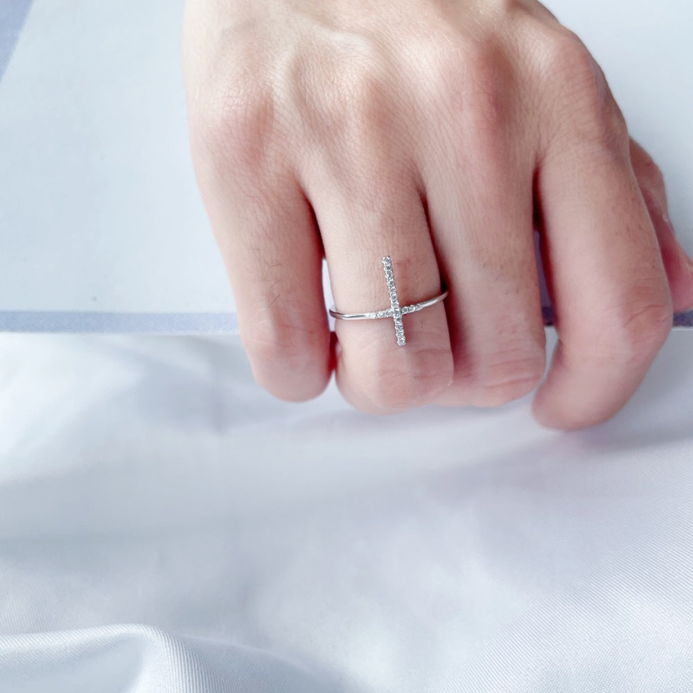 Clear CZ Cross Ring