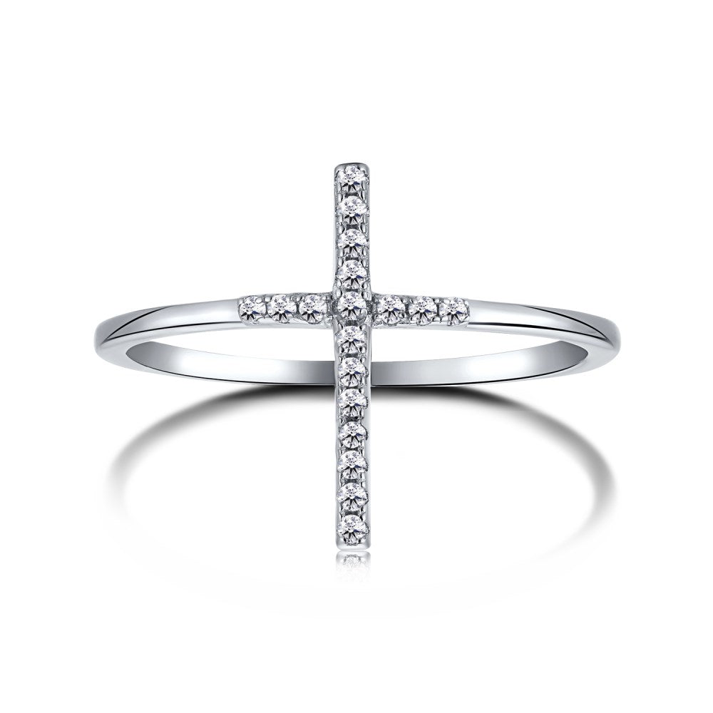 Clear CZ Cross Ring