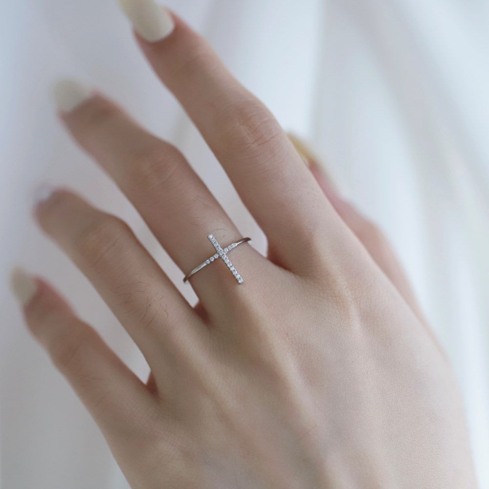 Clear CZ Cross Ring