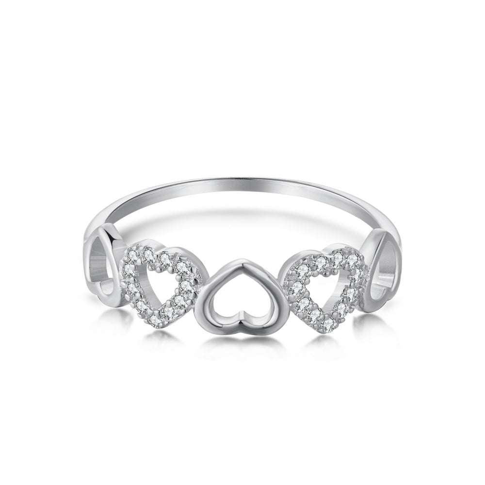 Clear CZ Hearts Ring