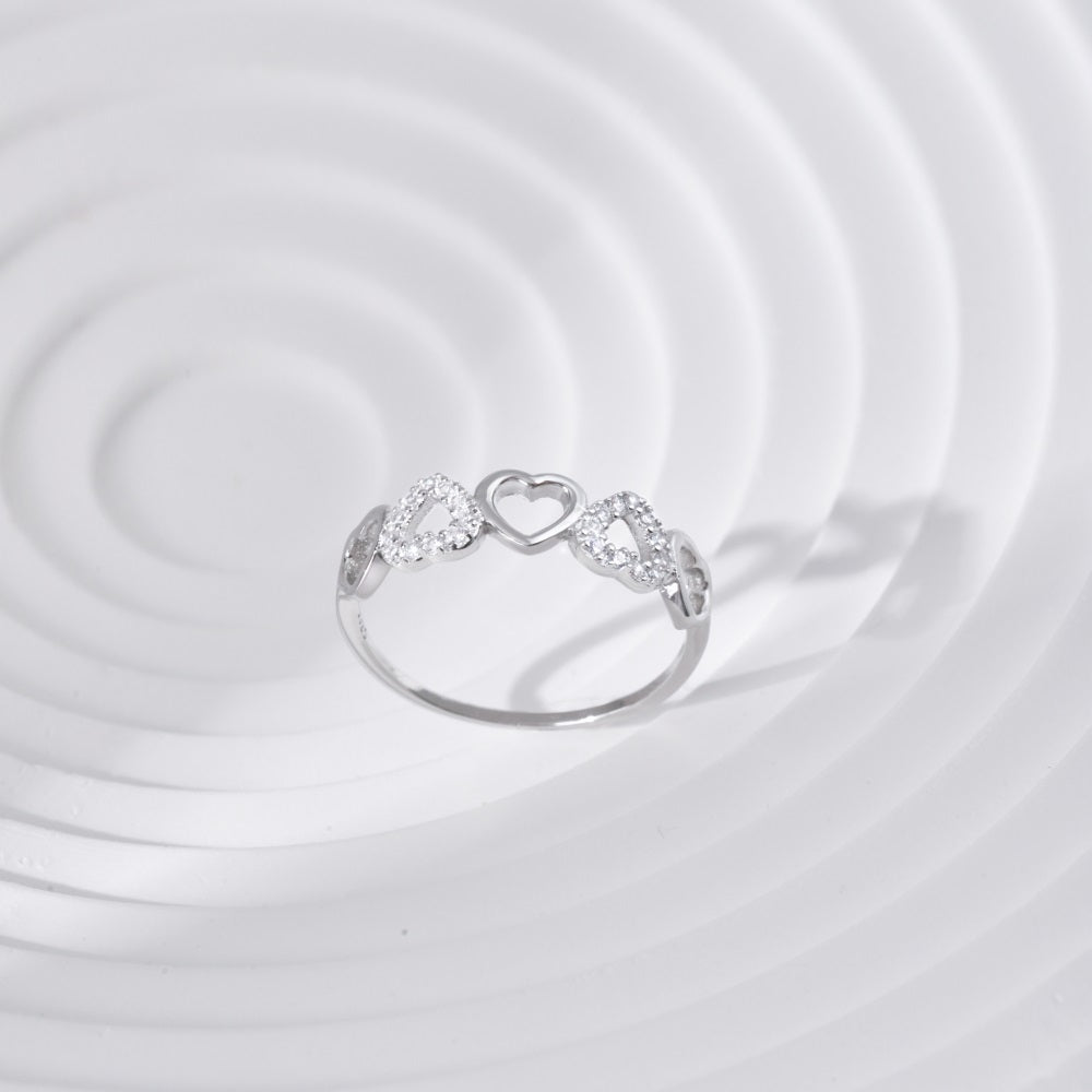 Clear CZ Hearts Ring