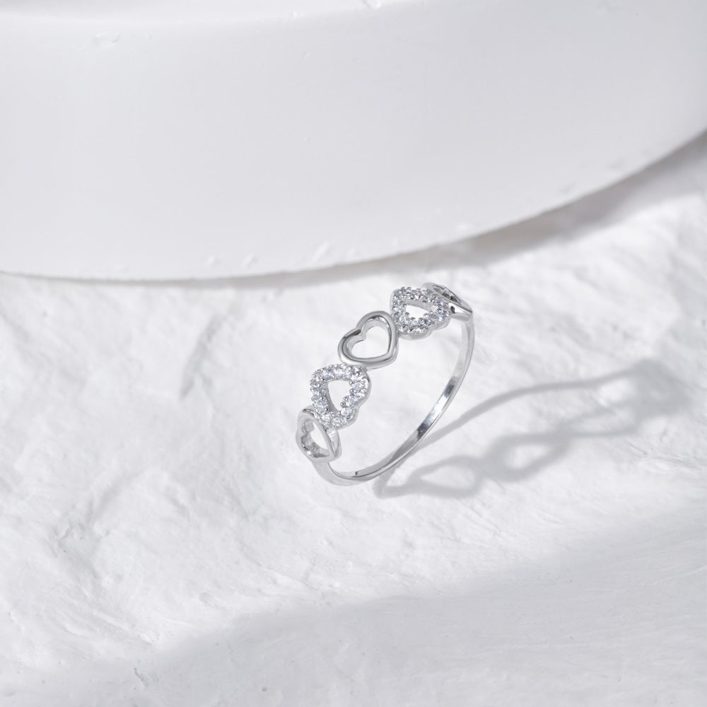 Clear CZ Hearts Ring