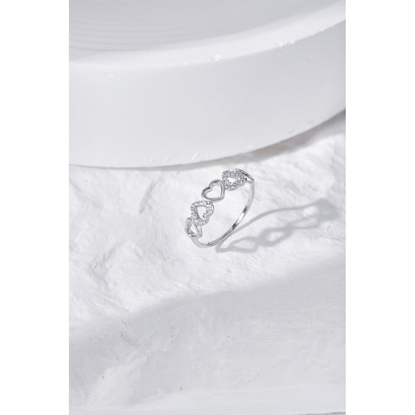 Clear CZ Hearts Ring