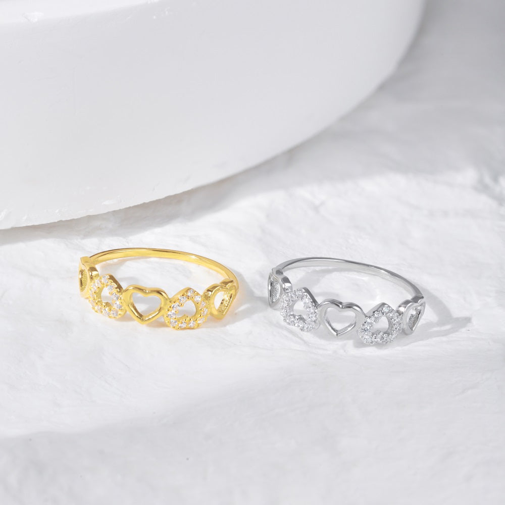 Clear CZ Hearts Ring