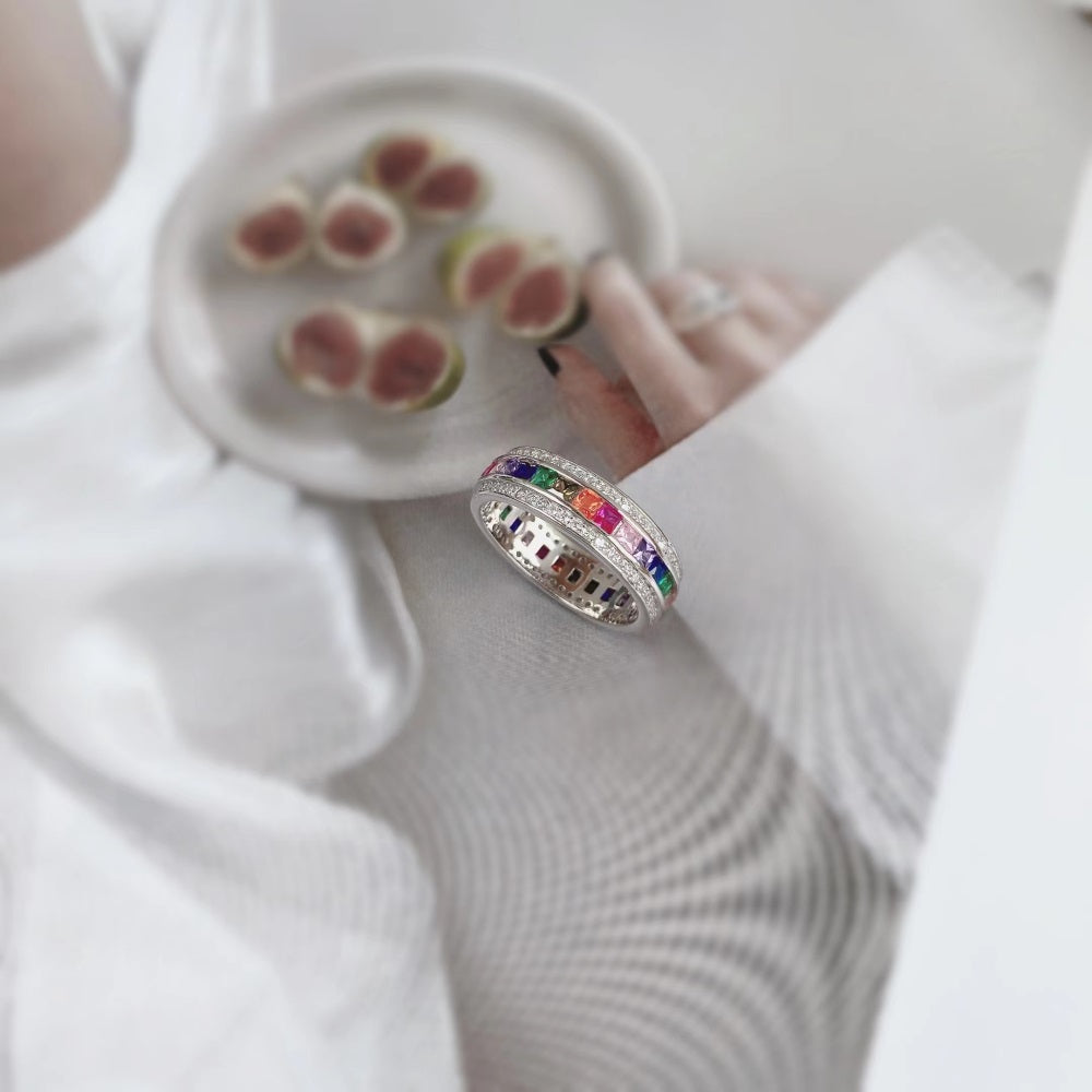 CZ Multi Colour Eternity Ring