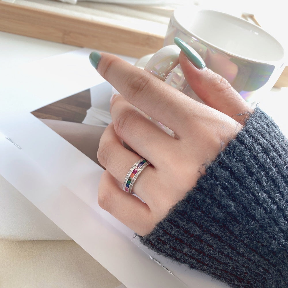 CZ Multi Colour Eternity Ring