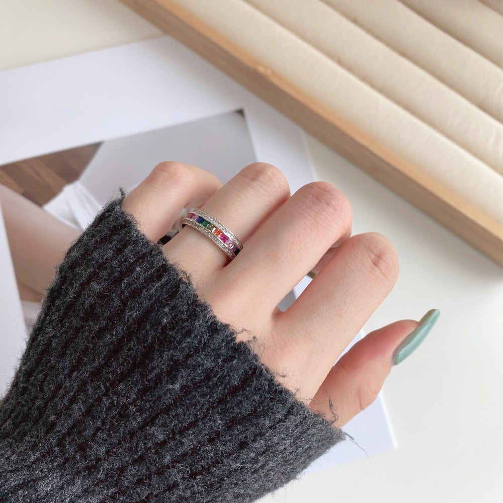 CZ Multi Colour Eternity Ring