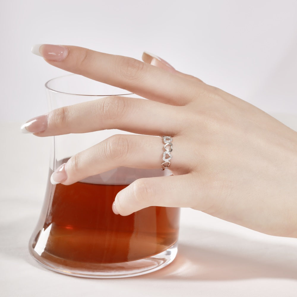 Clear CZ Hearts Ring
