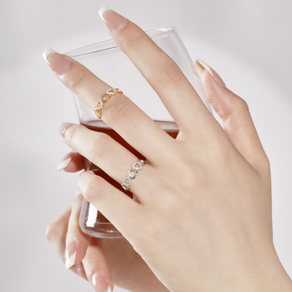 Clear CZ Hearts Ring