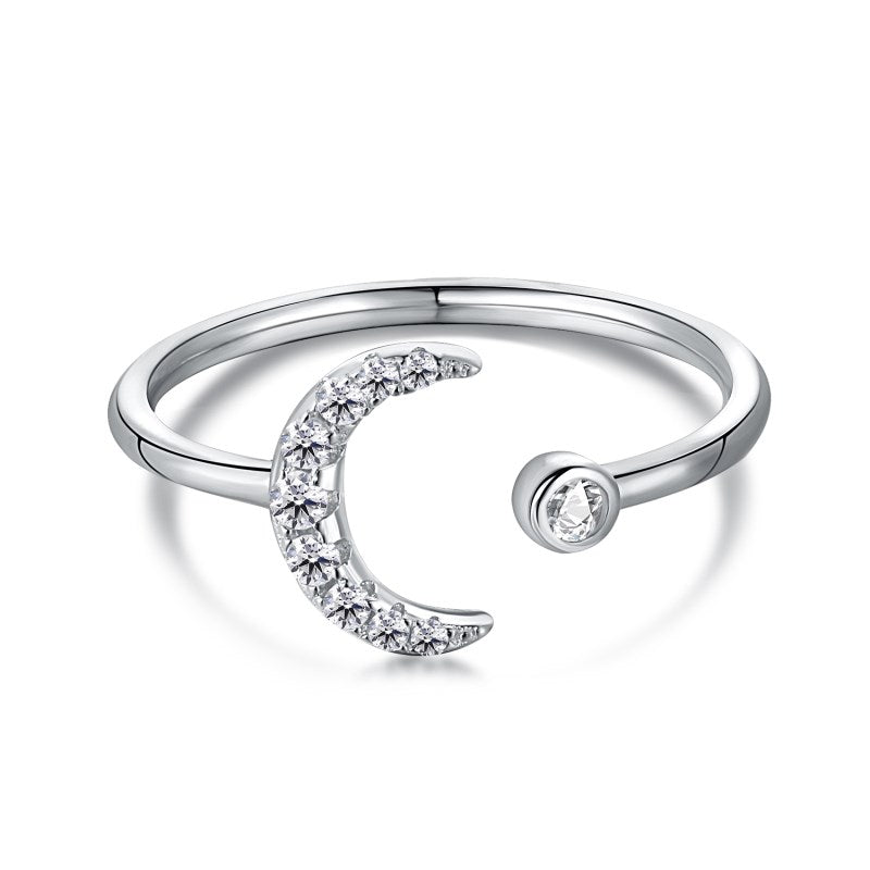 Clear CZ Moon Open Ring