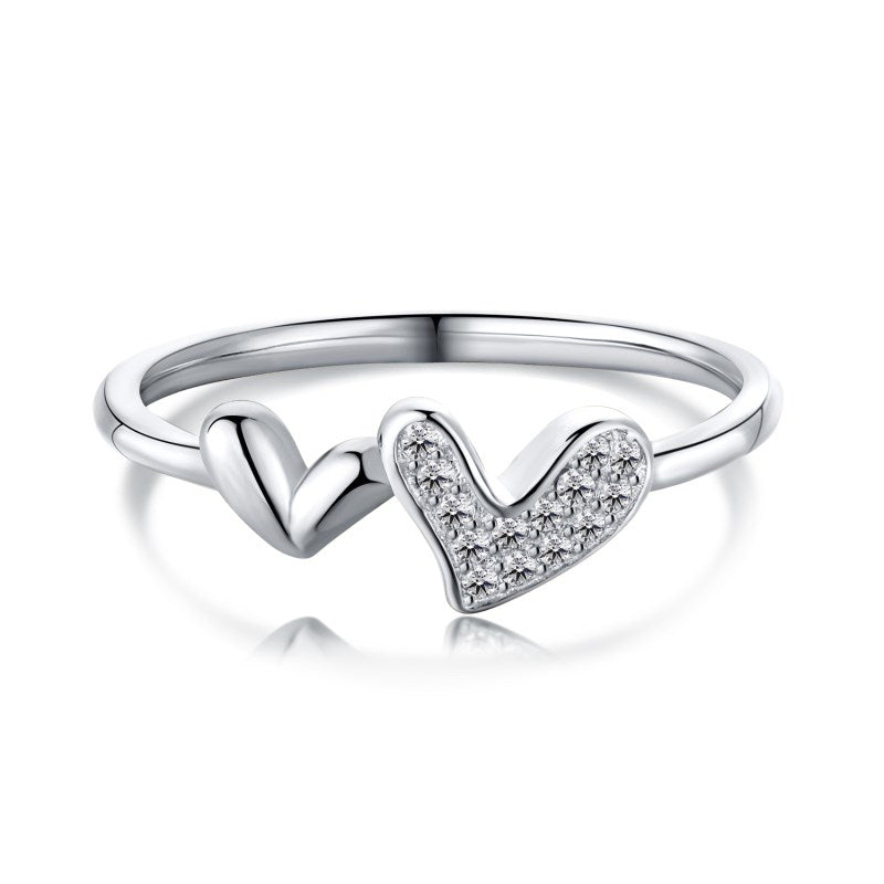 Clear CZ Twin Heart Ring