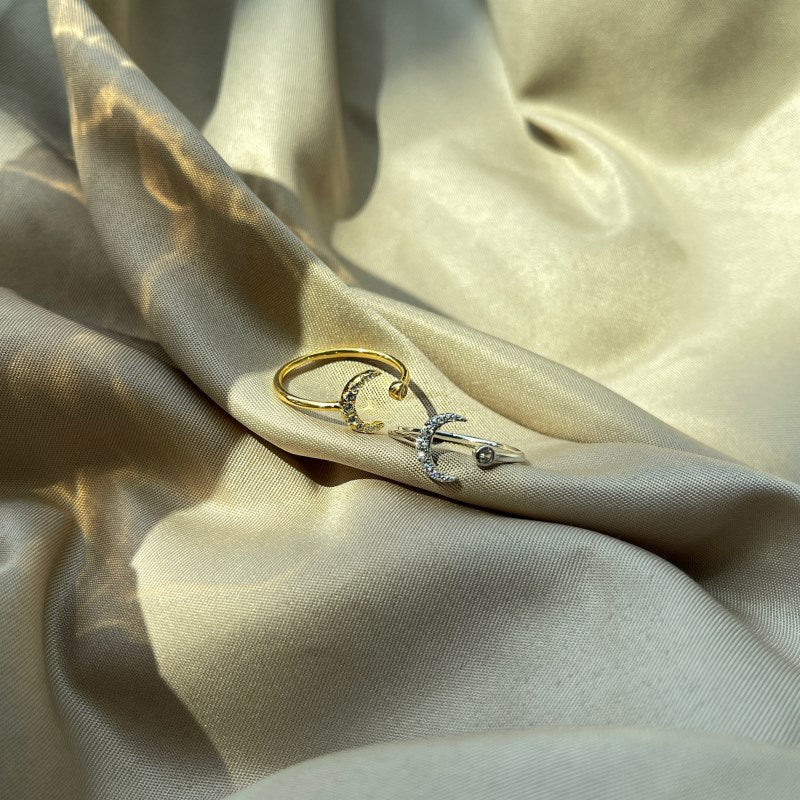 Clear CZ Moon Open Ring
