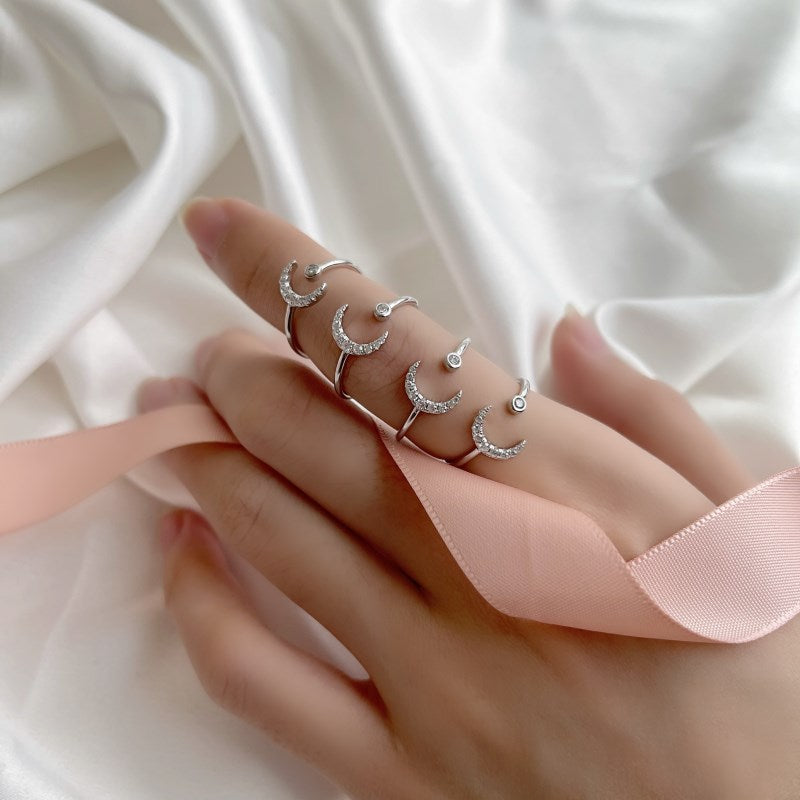Clear CZ Moon Open Ring