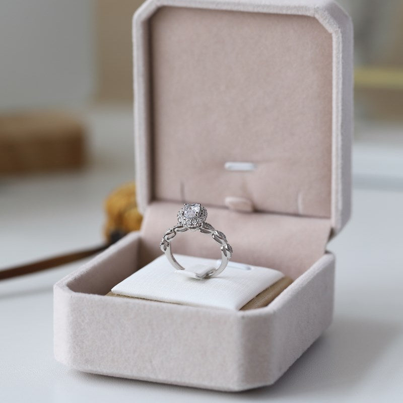Clear CZ Oval Halo Ring