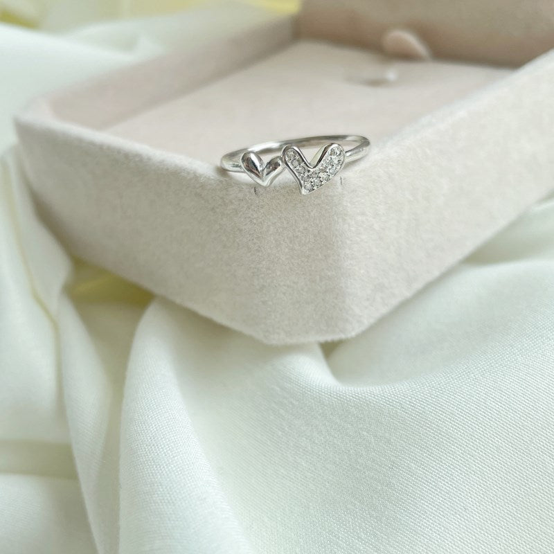 Clear CZ Twin Heart Ring