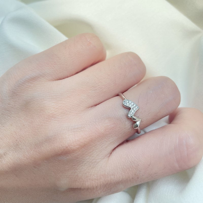 Clear CZ Twin Heart Ring