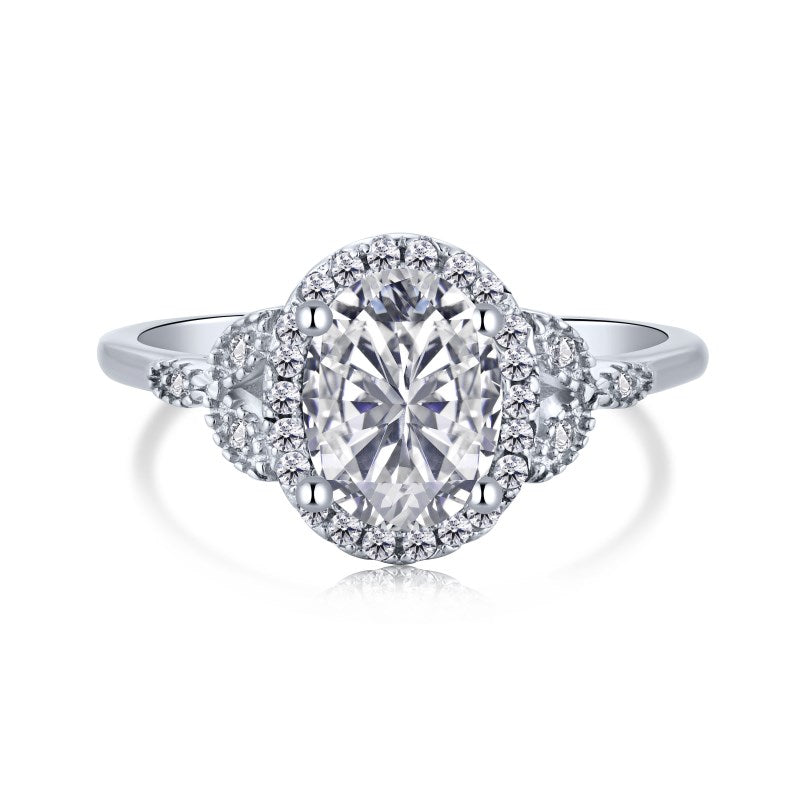 Clear CZ Halo Oval Ring