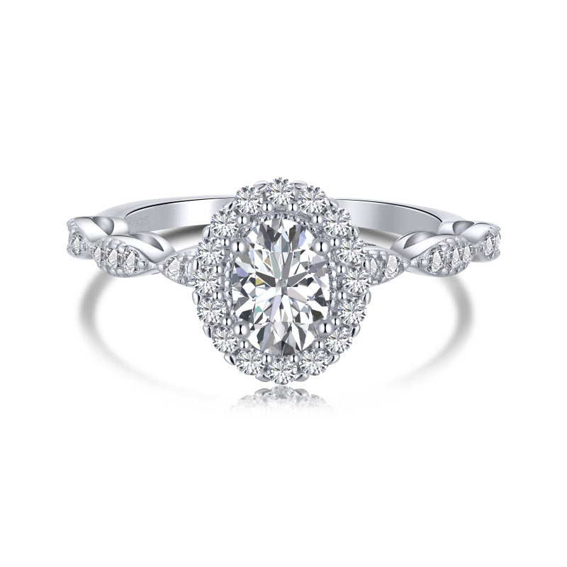 Clear CZ Oval Halo Ring