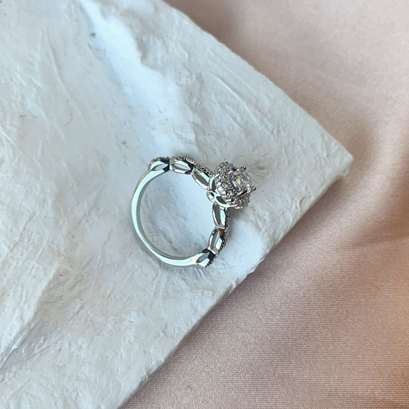 Clear CZ Oval Halo Ring