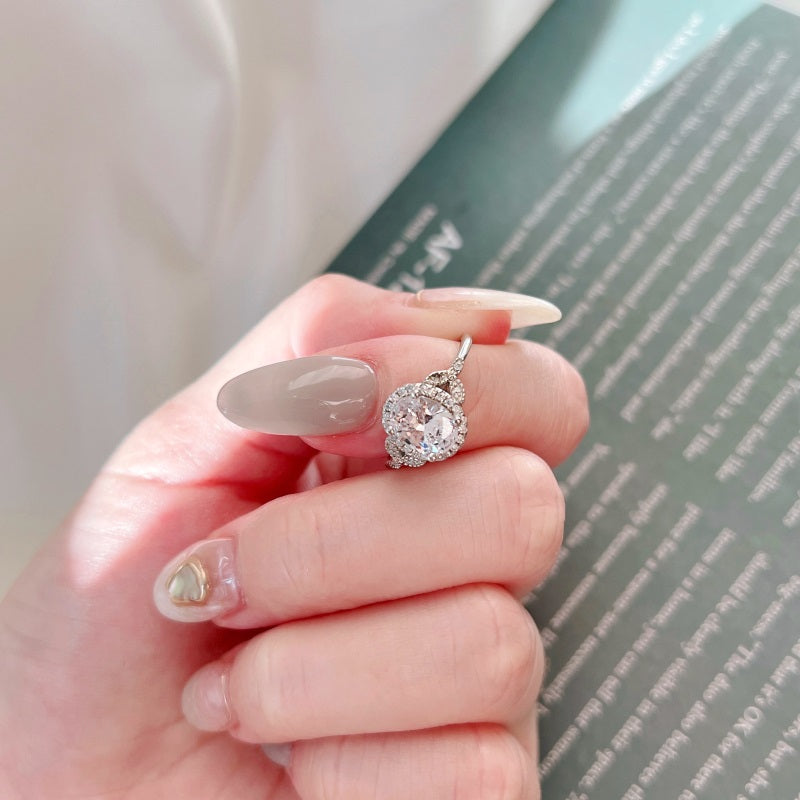Clear CZ Halo Oval Ring
