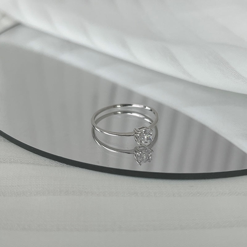 Clear CZ Round Solitaire Ring