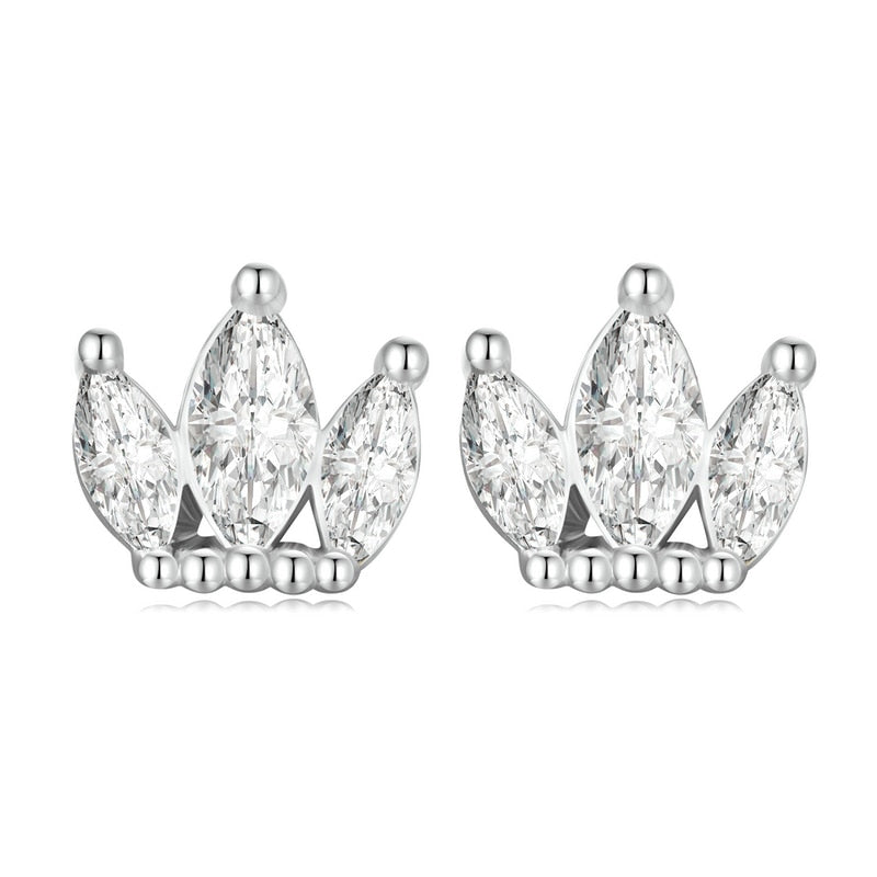 Small Cz Crown Screw On Stud Earring