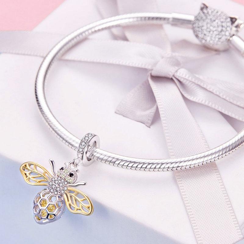 GOLD PLATED CZ Bee Dangle Charm