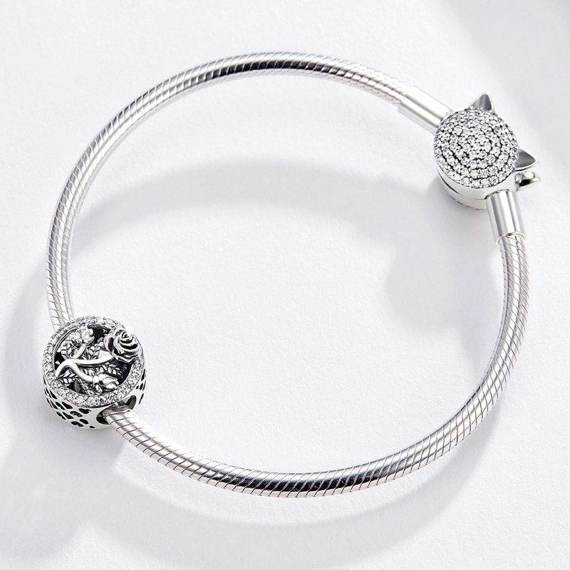 Elegant Rose Openwork CZ Bead Charm