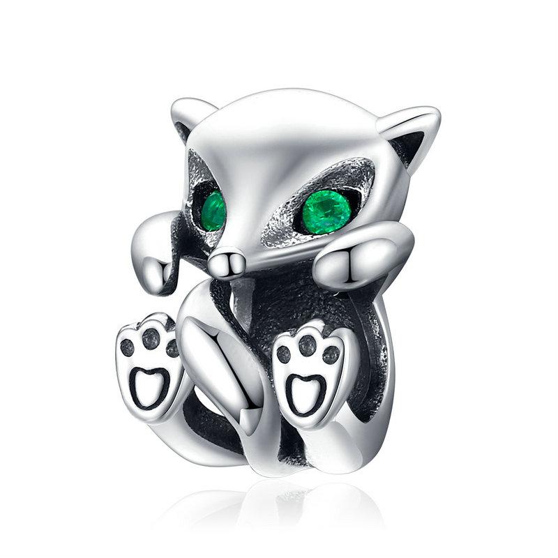 Baby Fox Green Eyed Bead Charm