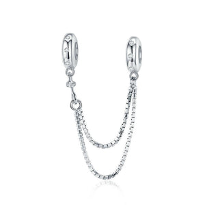 925 Sterling Silver Double Chain SILICONE Safety Chain