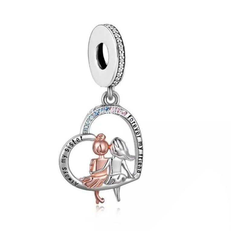 Two Tone Always my Sister Forever my Friend Dangle Charm