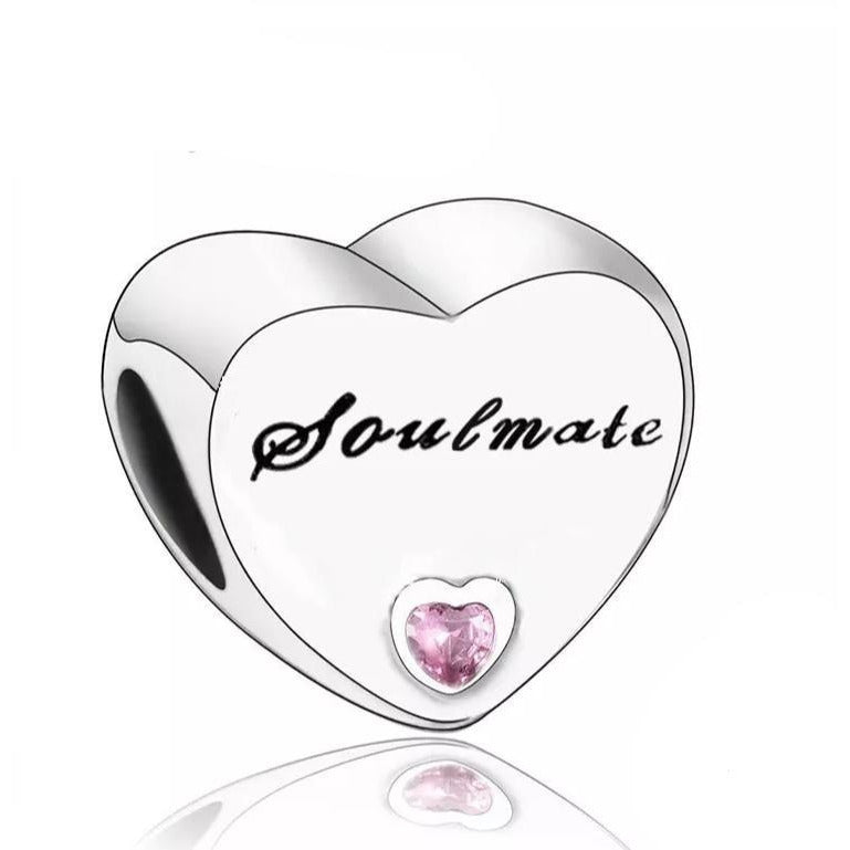 Soulmate Pink CZ Heart Bead Charm