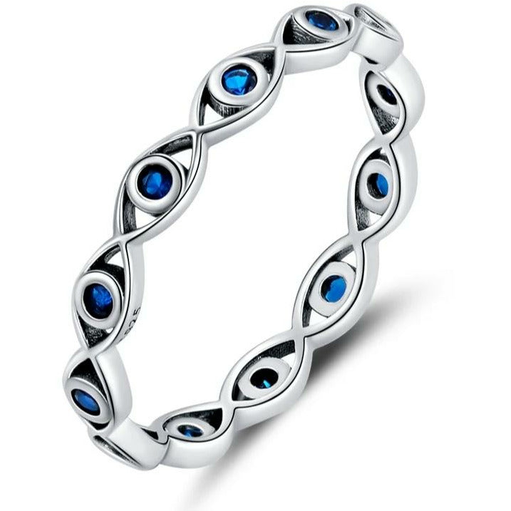 Blue CZ Evil Eye Ring