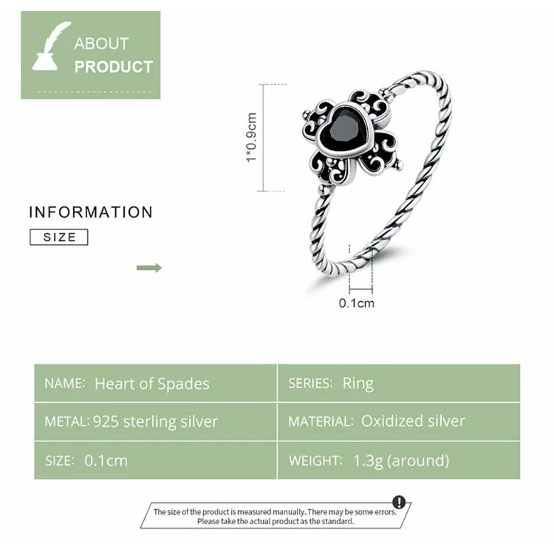Black Gem Heart Ring