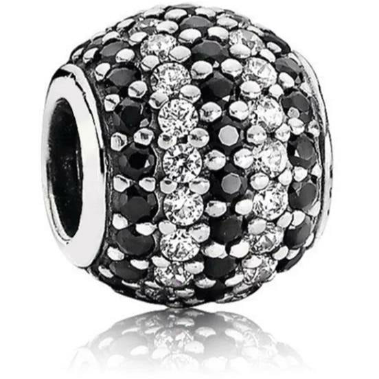 Black And Clear Stripes Bead Charm